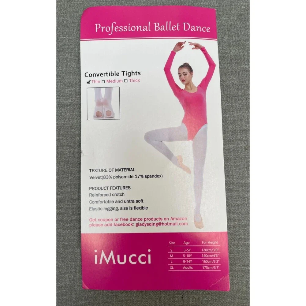 2 Pair Professional Dance Convertible Tights IMUCCI Thin Beige Socks M 5-10Y